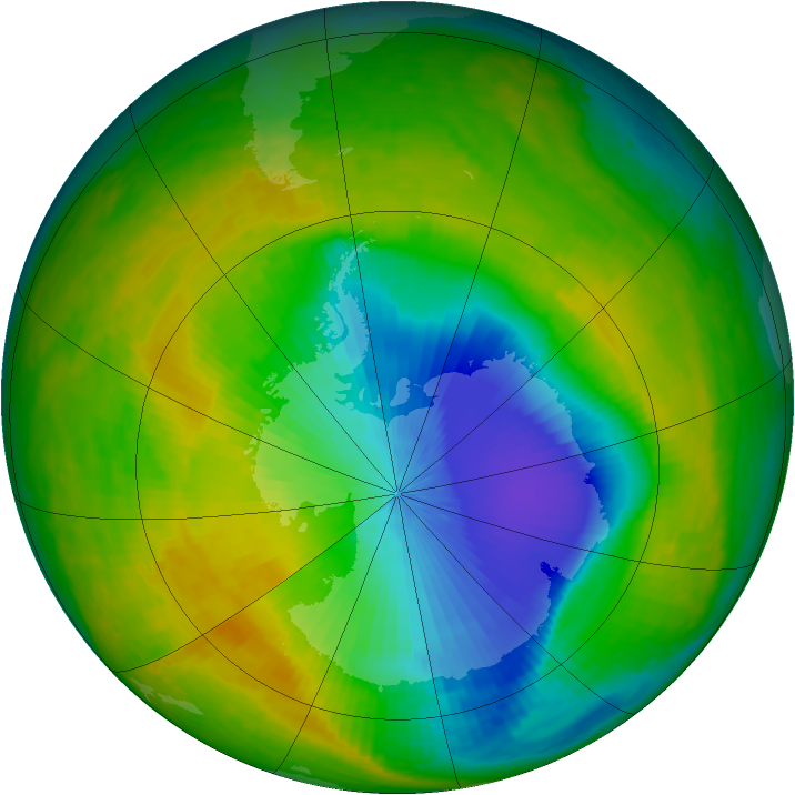 Antarctic ozone map for 04 November 2003
